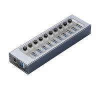 Puerto Industrial 7/10/13/16 Hub USB 3,0, Expansor Múltiple, Divisor De Enchufe, Interruptor Tecla Encendido/Apagado, Cargador, Fuente Adaptador Corriente(10 USB)