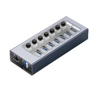 Puerto Industrial 7/10/13/16 Hub USB 3,0, Expansor Múltiple, Divisor De Enchufe, Interruptor Tecla Encendido/Apagado, Cargador, Fuente Adaptador Corriente(7 USB)