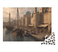 Puerto Islámico Antiguo-Veleros de Madera, mercaderes 1000pcs (75x50cm) Rompecabezas para Adultos - Juguete De Bricolaje