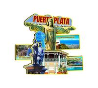 Puerto Plata - Imán para nevera de República Dominicana de madera, diseño de monumentos 3D, decoración de recuerdos coleccionables, hecho a mano