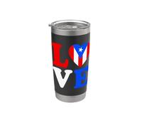 Puerto Rico AMOR corazón Boricua orgullo mes de la herencia hispana Vaso térmico de acero inoxidable de doble pared