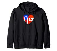 Puerto Rico and Canada Flags: Heart Shaped Unity Sudadera con Capucha