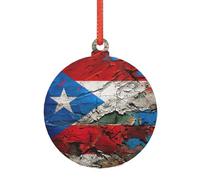 Puerto Rico - Bandera de papel pintado de Navidad, adorno de acrílico para parejas recién casadas, regalos de boda