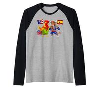 Puerto Rico Bandera España Raíces puertorriqueñas española Camiseta Manga Raglan