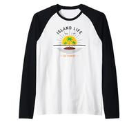 Puerto Rico Beach Island San Juan Boricua Camiseta Manga Raglan