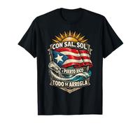 Puerto Rico Boricua con Sal, Sol Todo Se Arregla Camiseta