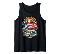 Puerto Rico Boricua con Sal, Sol Todo Se Arregla Camiseta sin Mangas