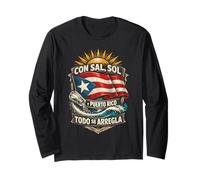 Puerto Rico Boricua con Sal, Sol Todo Se Arregla Manga Larga