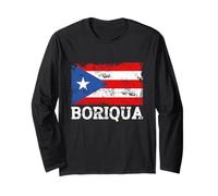 Puerto Rico Boriqua Boricua Bandera Orgullo Estilo Vintage Manga Larga