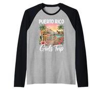 Puerto Rico Chicas Viaje San Juan Ciudad Vieja Camiseta Manga Raglan