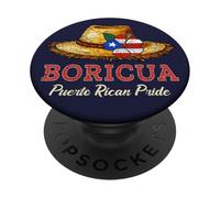 Puerto Rico Flag Boricua Pava Hat Amapola Hispanic Heritage PopSockets PopGrip Adhesivo