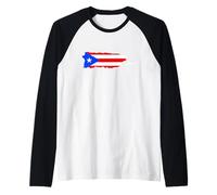 Puerto Rico Flag Map Camiseta Manga Raglan