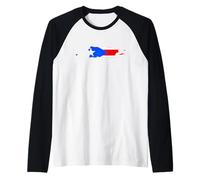 Puerto Rico Flag Map Camiseta Manga Raglan