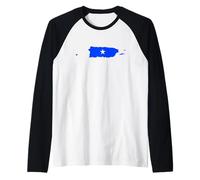 Puerto Rico Flag Map Camiseta Manga Raglan