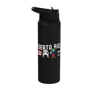 Puerto Rico Frog Coqui Bandera Puertorriqueña Hispana Stainless Steel Insulated Water Bottle