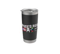 Puerto Rico Frog Coqui Bandera Puertorriqueña Hispana Vaso térmico de acero inoxidable de doble pared