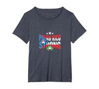 Puerto Rico Fuerte: Orgullo patriótico de la Rana Coqui Camiseta, Mujer Tallas Grandes, Azul Jaspeado, 1XL Grande