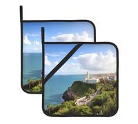 Puerto Rico - Juego de 2 soportes para ollas resistentes al calor, impermeables, almohadillas calientes para cocina, lindas almohadillas calientes con lazo para cocinar, hornear, barbacoa, parrilla, 8