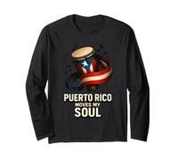 Puerto Rico Mueve Mi Alma Boricua Bandera Tambor Celebración Manga Larga