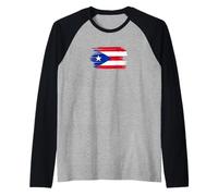 Puerto Rico National Flag Island San Juan Boricua Camiseta Manga Raglan