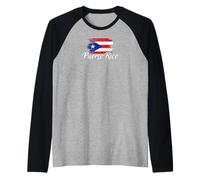 Puerto Rico National Flag Island San Juan Boricua Camiseta Manga Raglan
