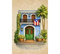 Puerto Rico Notebook: La Isla del Encanto • Hardcover Lined Journal with 200 Cream Pages • Casita Azul Floral Edition
