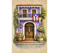 Puerto Rico Notebook: La Isla del Encanto • Hardcover Lined Journal with 200 Cream Pages • Casita Violeta Floral Edition