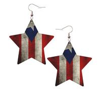 Puerto Rico - Pendientes de moda para mujer, aretes colgantes celestiales, joyería en forma de estrella para una versatilidad, One Size, Cuero