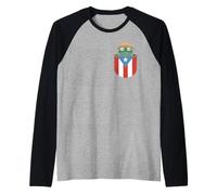 Puerto Rico Pocket Frog Straw Hat Coqui Cute Flag Pride Camiseta Manga Raglan