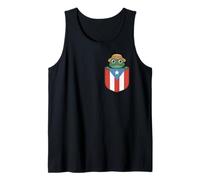 Puerto Rico Pocket Frog Straw Hat Coqui Cute Flag Pride Camiseta sin Mangas