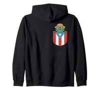 Puerto Rico Pocket Frog Straw Hat Coqui Cute Flag Pride Sudadera con Capucha