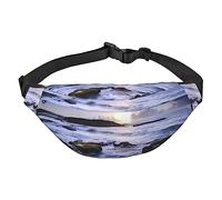 Puerto Rico - Riñonera grande con estampado de playa ajustable para deportes al aire libre, color negro, talla única, Black, Talla única