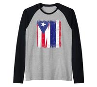 Puerto Rico Tailandia Media Bandera Raíces Puertorriqueñas Tailandesas Camiseta Manga Raglan