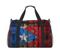 Puerto Rico Wallpaper Flag Travel bolsa de lona con cremalleras y asas, gran bolsa de lona plegable para vacaciones familiares, Negro 1, One size