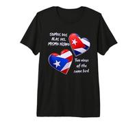 Puerto Rico y Cuba Corazón, Dos Alas del Mismo Pájaro Camiseta Premium