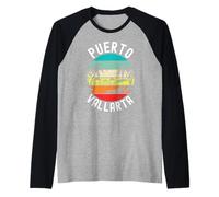 Puerto Vallarta México Retro Mexican Resort Viaje de Vacaciones Camiseta Manga Raglan