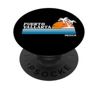 Puerto Vallarta México Vacaciones Tropicales Vintage 80s Atardecer PopSockets PopGrip Adhesivo