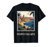 Puerto Vallarta México Vintage Coastal Travel Design Camiseta