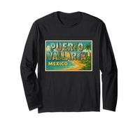 Puerto Vallarta México Vintage Travel Souvenir Art Graphic Manga Larga