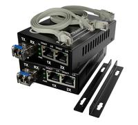 Puertos RJ45 duales - Par de convertidores de medios de fibra, Gigabit Ethernet, SM LC 1310nm SFP incluido - 10/100/1000Base-Tx a fibra de modo único 1000Base-LX, hasta 20 km