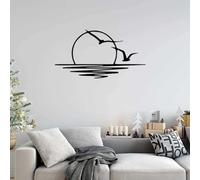 Puesta de Sol De Metal Con Decoración de Pared de Gaviotas, Escultura Artística de Pared Sun Sparkle, Decoraciones Colgantes para Interiores O Exteriores, Decoración Del Jardín de la Cerca Del Patio D