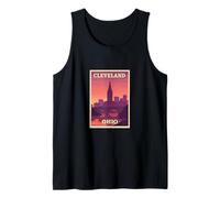 Puesta de sol en Cleveland Ohio Dusk Dawn Travel Art Graphic Camiseta sin Mangas