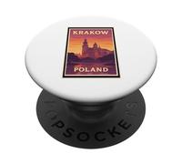 Puesta de sol en Cracovia Polonia Amanecer Amanecer Amanecer Viaje Arte Gráfico PopSockets PopGrip Adhesivo