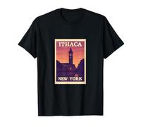 Puesta de sol en Ítaca Nueva York Amanecer Amanecer Arte Gráfico de viaje Camiseta