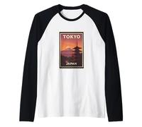 Puesta de sol en Tokio Japón Amanecer Amanecer Amanecer Viajes Gráfi Camiseta Manga Raglan