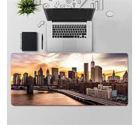 Puesta de Sol Puente Ciudad Alfombrilla de Ratón,XXL 300x800x3mm Mouse Pad,Base de Goma Antideslizante,Superficie Tela Fina,Mejora la precisión y la Velocidad Adecuada para Jugadores,PC y portátil