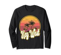 Puesta de Sol Retro de Playa de Key West Florida Manga Larga