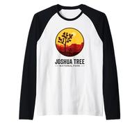 Puesta de Sol Retro del Desierto de California en el Parque Nacional Joshua Tree Camiseta Manga Raglan
