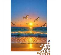 Puesta de Sol sobre el mar con pájaros Rompecabezas 1000 Piezas Premium para Adultos - Ajuste Relajación Regalo Original Cumpleaños 70x50cm/1000pcs