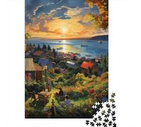 Puesta de Sol sobre el Puerto Puzzles Imposible,desafío for Adults Entretenimiento Creativo 1000 Piezas Obra De Arte De Juego De para Adultos Y Niños A Partir De 12 Años 1000pcs (75x50cm)